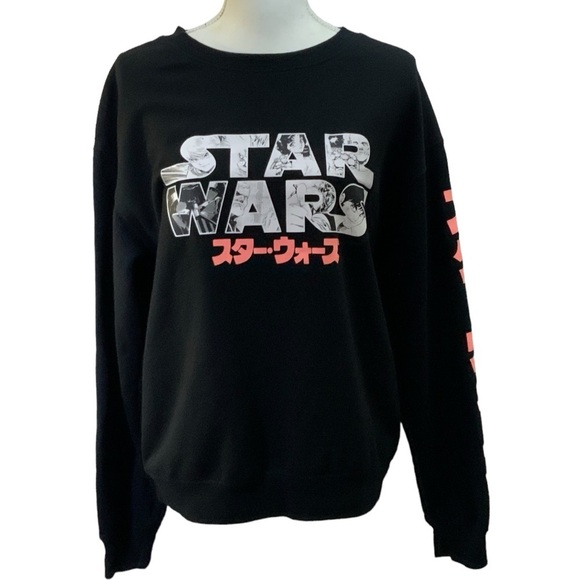 Starwars Sweatshirt Anime Crew Neck Pullover Japan Pink Black Juniors Size 7-9 - Picture 3 of 16